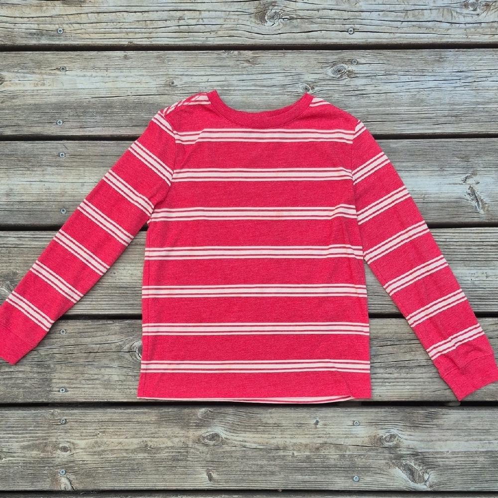 Red And White Stripped Long Sleeve Holiday TEE